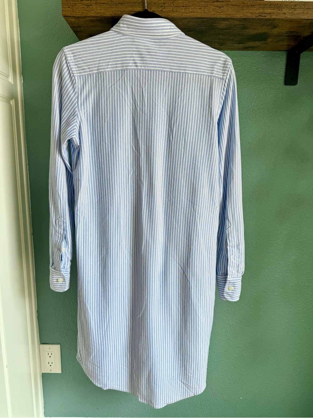 Polo Ralph Lauren Blue Stripe Button Front Shirt Dress Cotton Preppy Costal - Picture 3 of 7